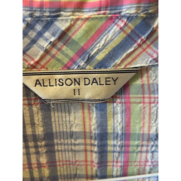 Vintage Allison Daley Pastel Plaid Button-Down Blouse - Size Large - Picture 4 of 4